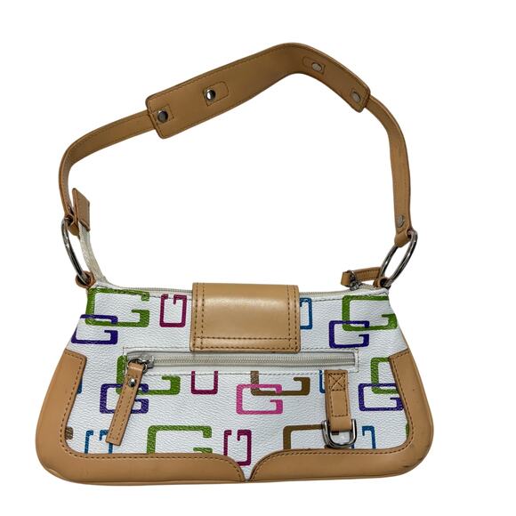 VTG Y2K 00's Guess White Multi Color Monogram Murakami Style Baguette Bag Purse - Picture 2 of 6